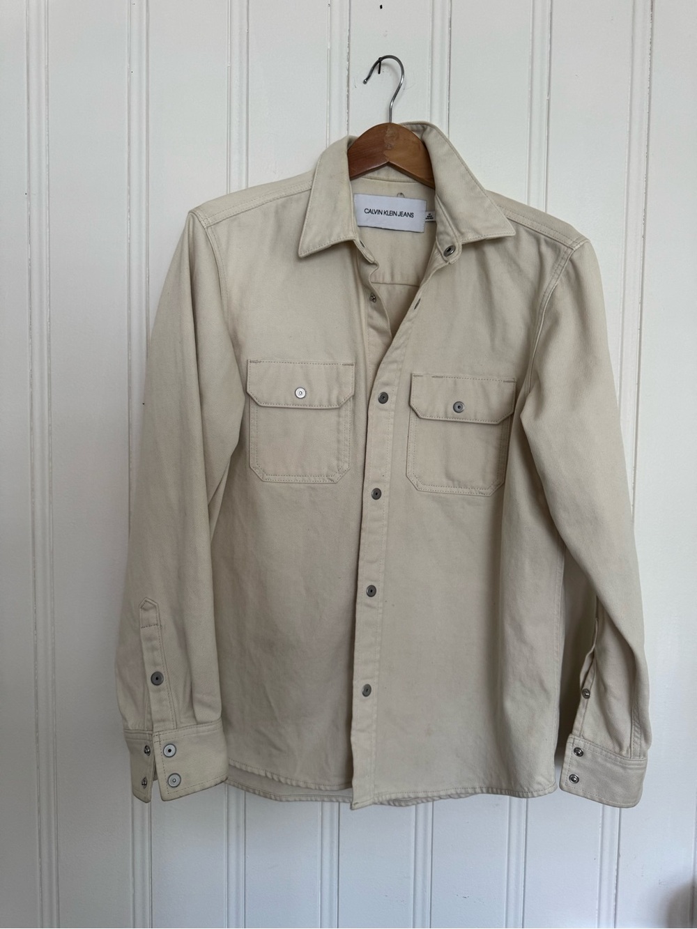 Calvin Klein Light Beige Cotton Shirt Jacket